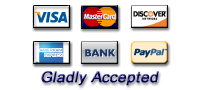 We accept most major credit cards and Paypal
